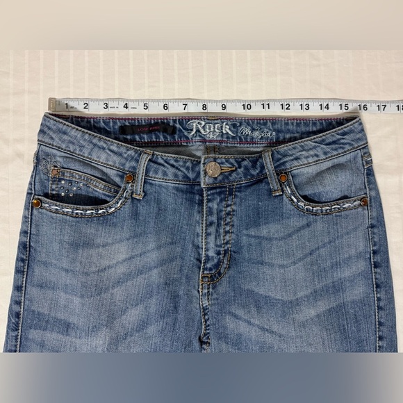 Wrangler Rock 47 Low Rise Bootcut Jeans Embellished Cowgirl Western Size 9/10 - Picture 9 of 14